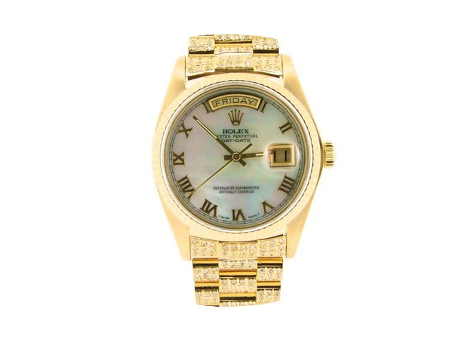 Rolex Yellow Gold Roman Day-date With A ...
