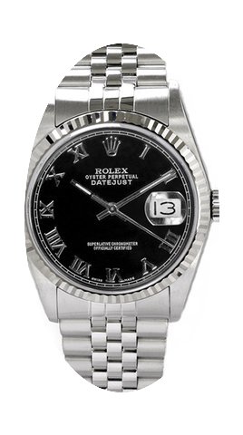 Rolex Men's Datejust Stainless Steel Bla...