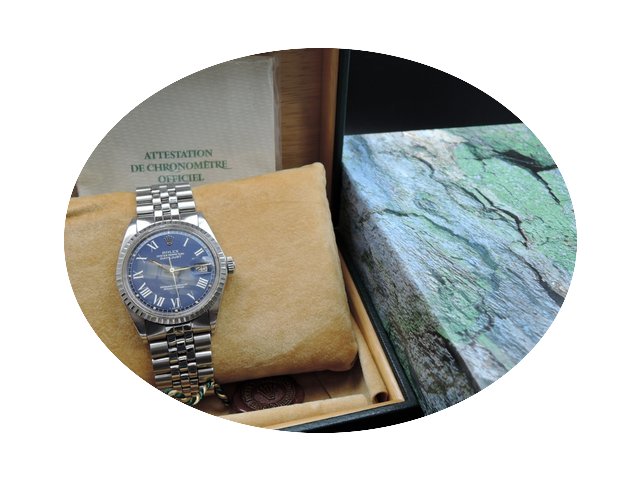 Rolex DATEJUST 1603 SS ORIGINAL Blue Buc...