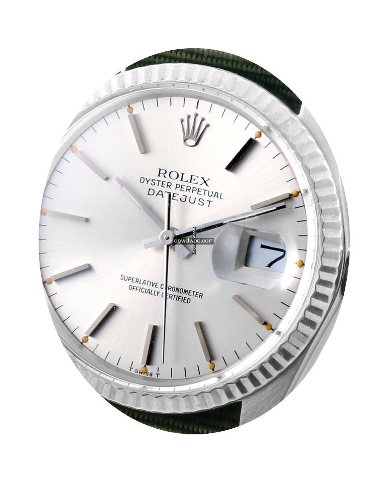 Rolex SS 36mm Datejust Olive NATO 18k Wh...