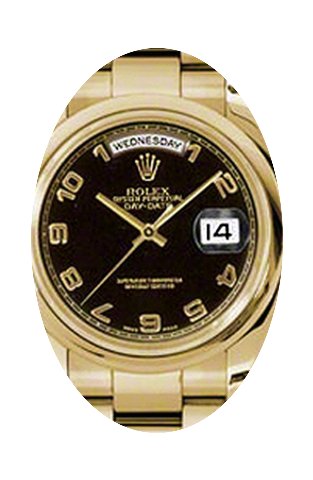 Rolex Day-Date 36 118208-BLKADO Black Ar...