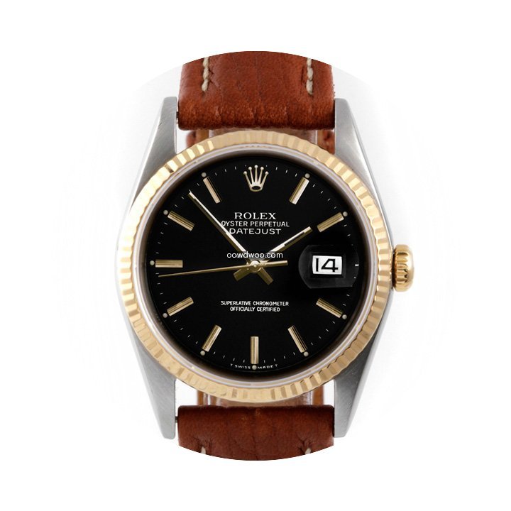 Rolex Mens 2tone Datejust with Black Sti...