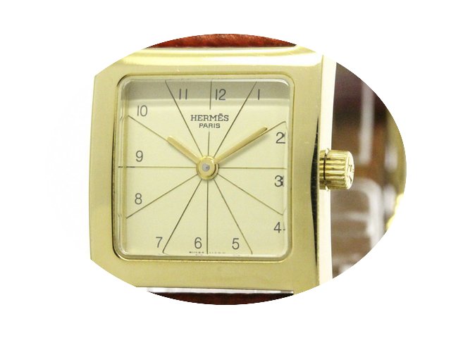 Hermès H Watch Gold Plated Leather Quar...