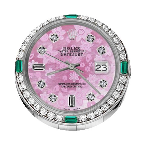 Rolex 36mm Datejust Pink Flower Mop Dial...