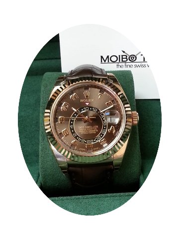 Rolex Sky-Dweller 18K Everose Gold Leath...