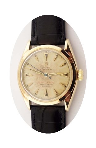 Rolex 14K Big Bubbleback Barell Award...
