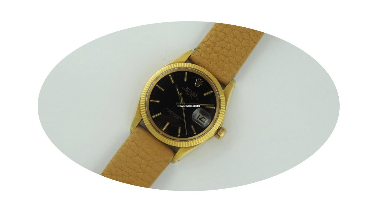 Rolex 1503 Vintage Date Yellow Gold Blac...