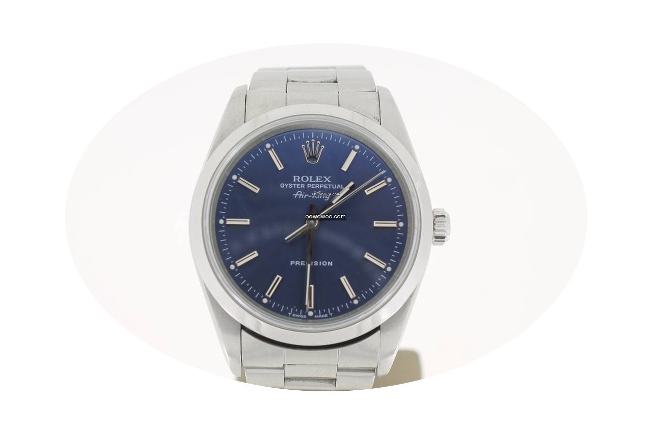 Rolex Air King Precision Steel 34mm Blue...