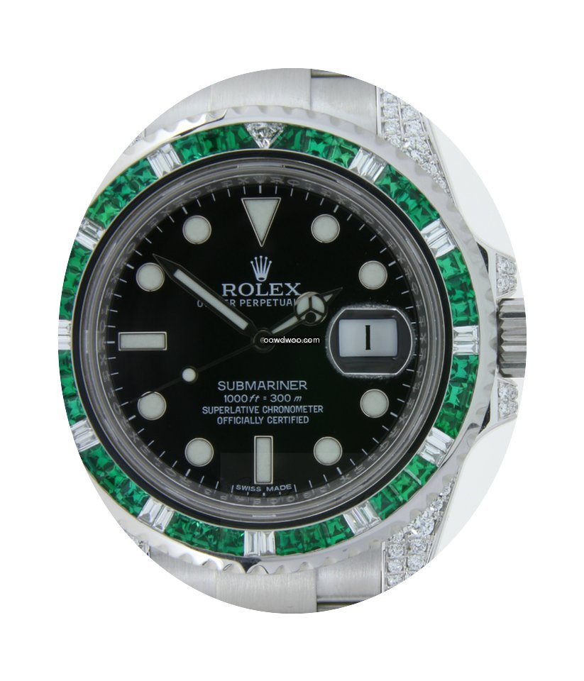 Rolex Submariner Steel Emeralds and Diam...
