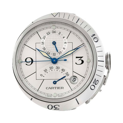 Cartier Pasha Power Reserve Gmt Mens Sil...
