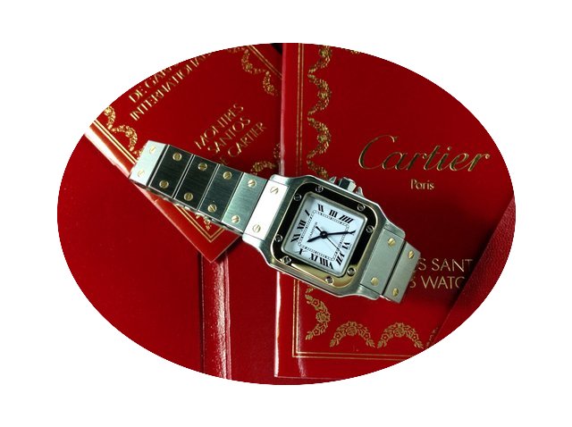 Cartier santos lady 1170902 steel/gold w...