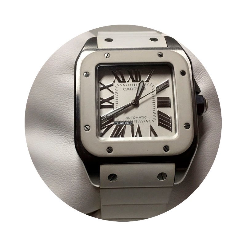 Cartier Santos 100 white rubber strap wh...